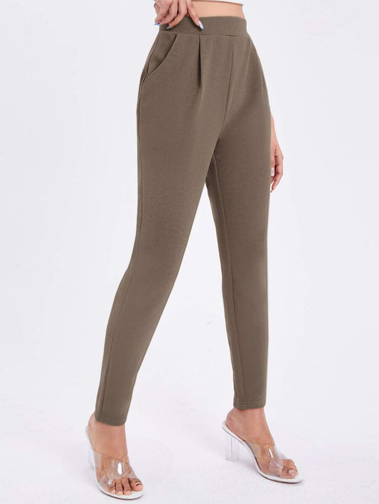 SHEIN Essnce Pantalones pitillo con bolsillos de corte diagonal