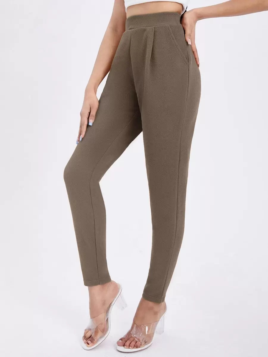 SHEIN Essnce Pantalones pitillo con bolsillos de corte diagonal