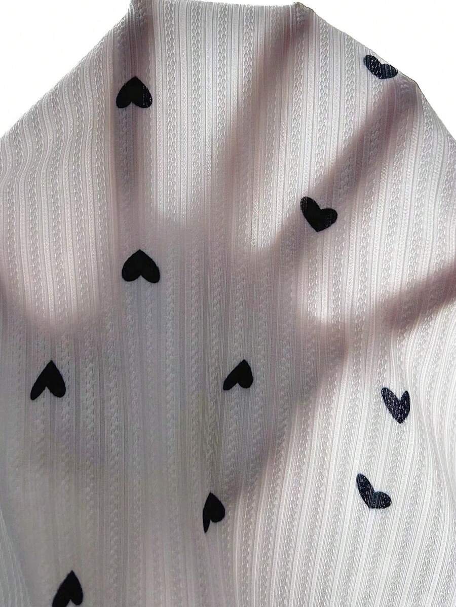 Top de pijama de camisola con lazo en la parte delantera con borde de lechuga y estampado de corazones