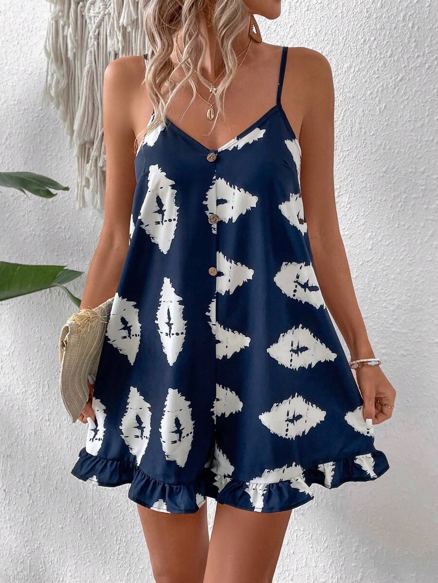 Breezaya Mono De Tirantes De Espagueti Estampado De Moda Para Mujer