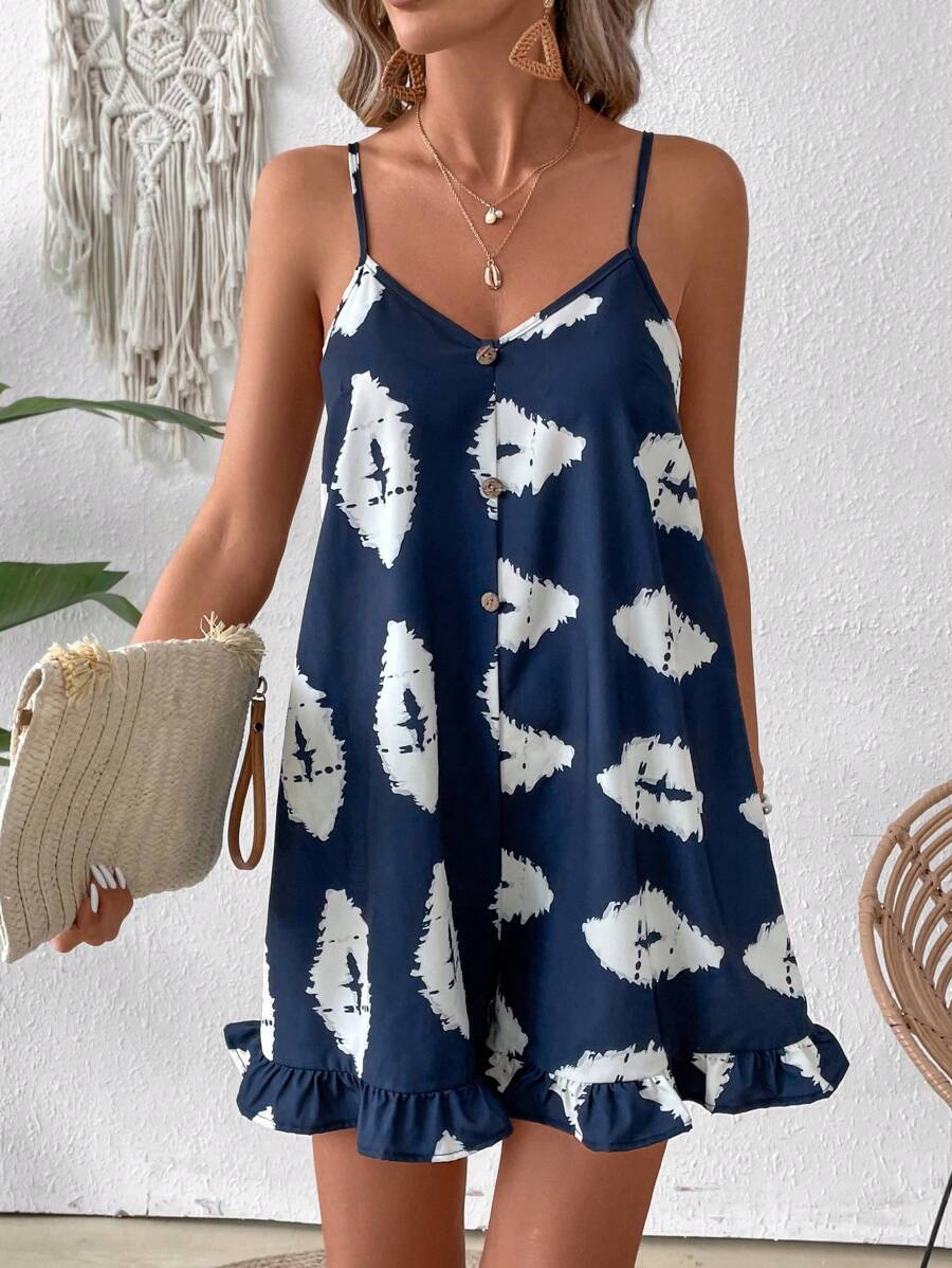 Breezaya Mono De Tirantes De Espagueti Estampado De Moda Para Mujer