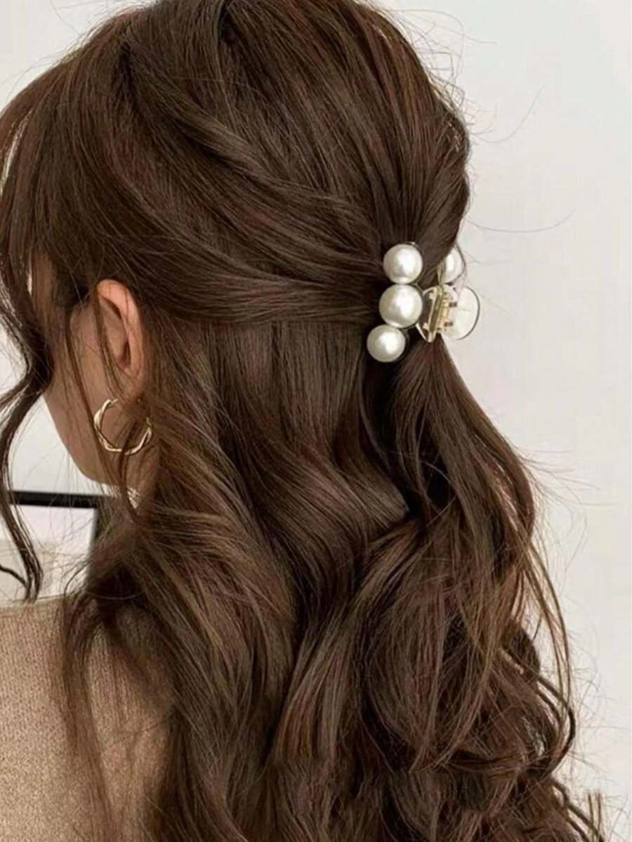1 pieza Elegante y encantador accesorio de pelo con perla falsa para flequillo lateral y parte posterior de la cabeza, pinzas de verano, pasadores de pelo, pinzas de pelo, pinzas de pelo, pinzas de pelo, accesorios de pelo para mujer para vacaciones