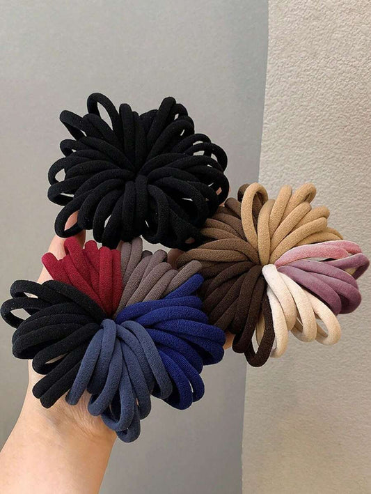 200 piezas/10 piezas Bandas elásticas para el cabello de alta elasticidad, sin daños, de color negro, azul, rojo, caqui y rosa para mujeres, de diseño elegante y versátil, elegante y chic, simple y minimalista, adecuadas para uso diario, casual, fiesta, v