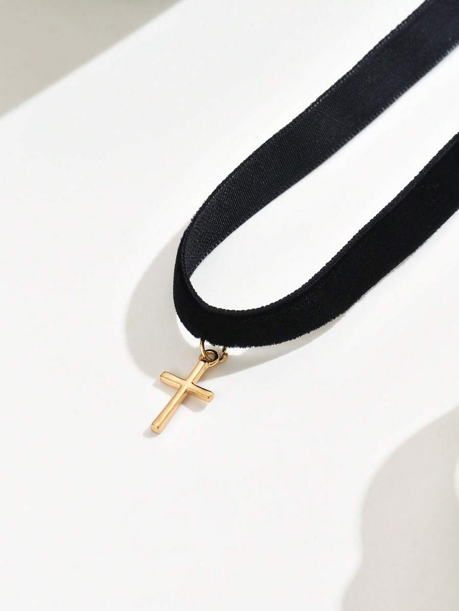 1 pieza Elegante y sexy collar gargantilla negro de una sola capa, minimalista y versátil, adecuado para uso diario y en vacaciones por las señoras