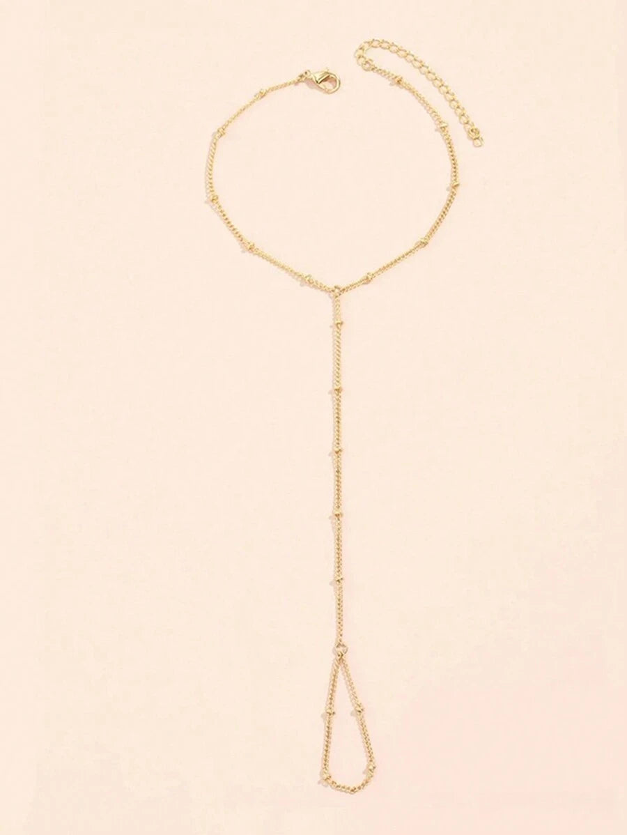 1 pieza Pulsera para nudillos con cadena de metal de labios de moda minimalista
