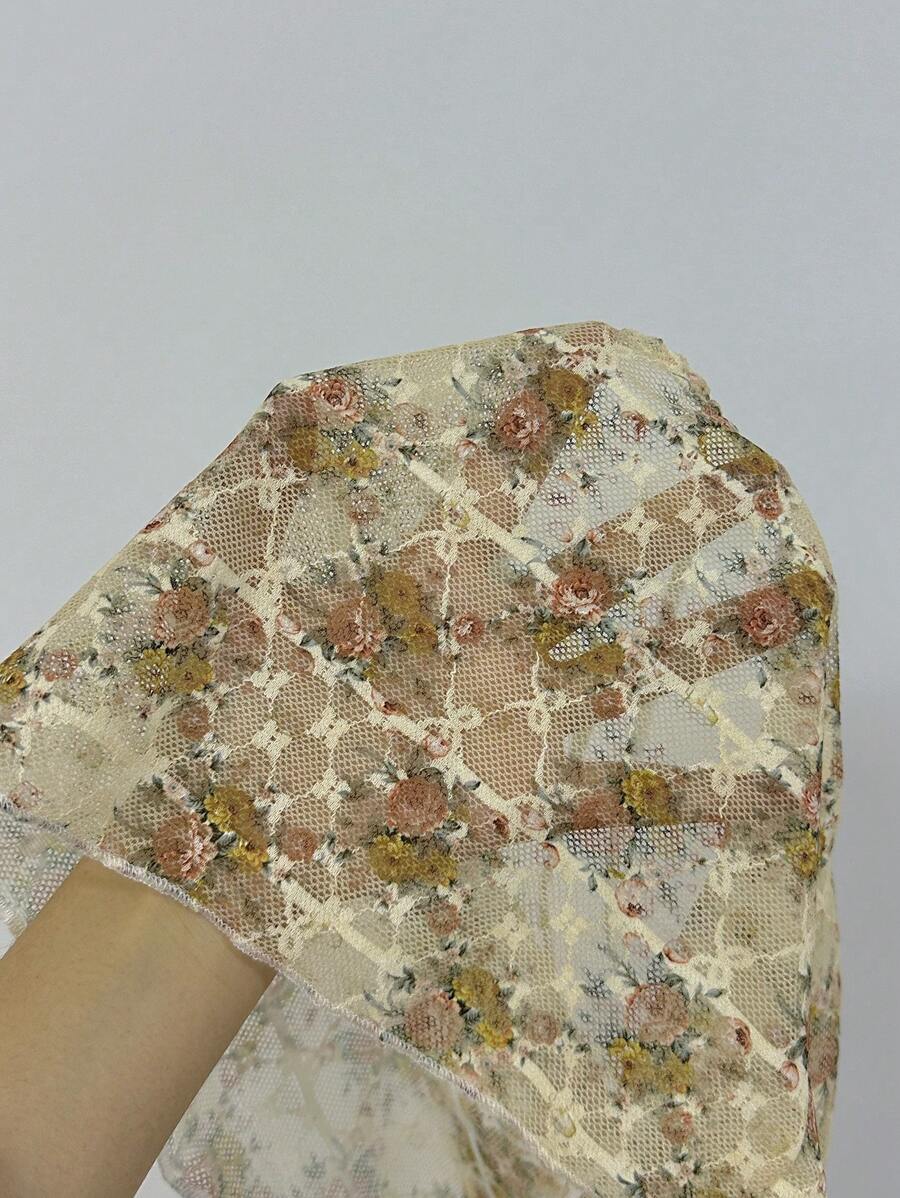 Conjunto de pijama transparente con encaje floral para mujer