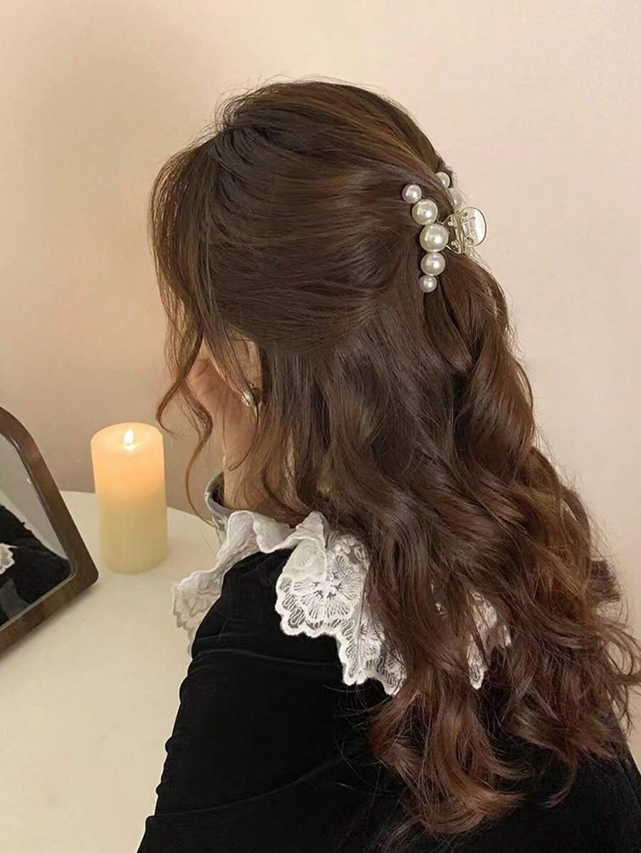 1 pieza Elegante y encantador accesorio de pelo con perla falsa para flequillo lateral y parte posterior de la cabeza, pinzas de verano, pasadores de pelo, pinzas de pelo, pinzas de pelo, pinzas de pelo, accesorios de pelo para mujer para vacaciones