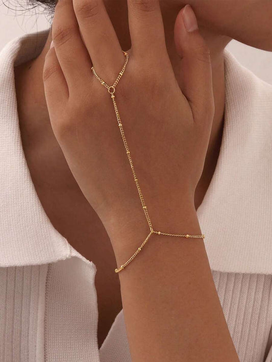 1 pieza Pulsera para nudillos con cadena de metal de labios de moda minimalista