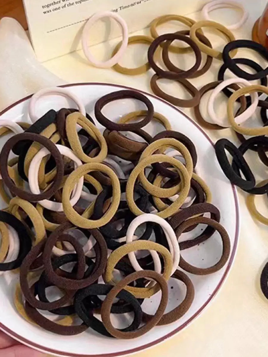 20 piezas/Lote Gomas de pelo elásticas sin costuras de color serie café para mujer, perfectas para uso diario, sujetadores de coleta casual, bandas de goma para el cabello, scrunchies, cuerda para el cabello, accesorio para la cabeza