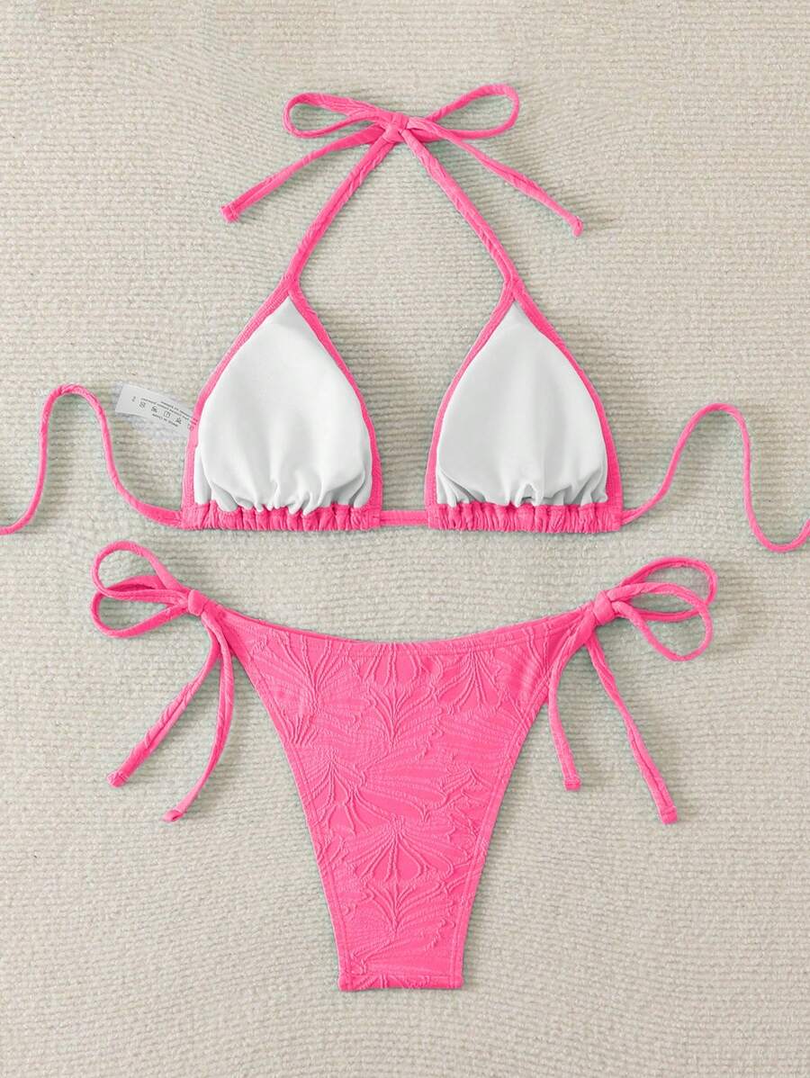 Conjunto de bikini de verano sexy para mujer de tela especial con halter anudado
