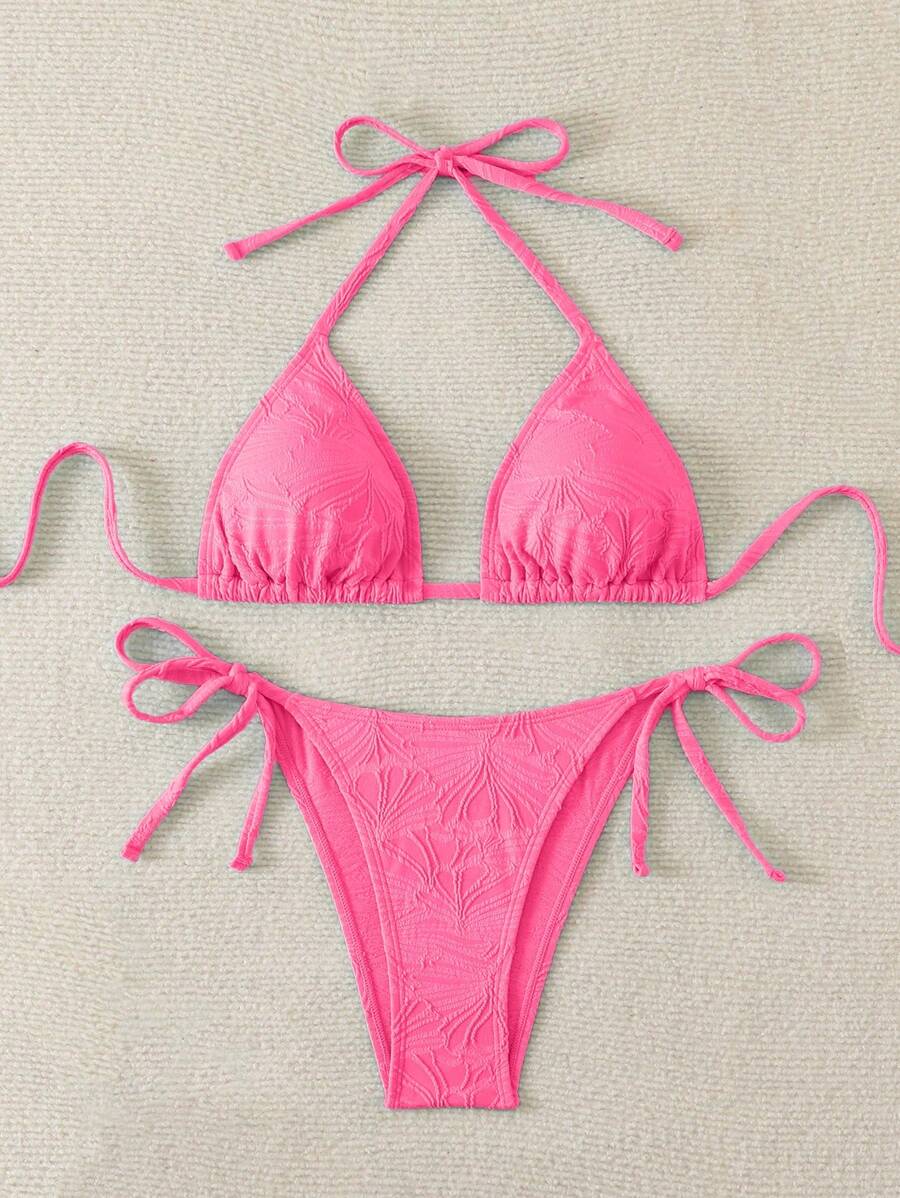 Conjunto de bikini de verano sexy para mujer de tela especial con halter anudado