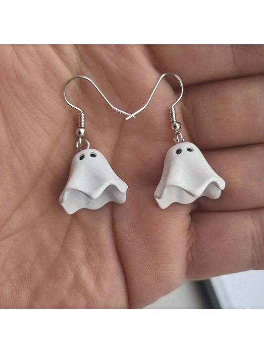 1 par de nuevos y elegantes pendientes de fantasma de dibujos animados, pendientes para fiestas de Halloween