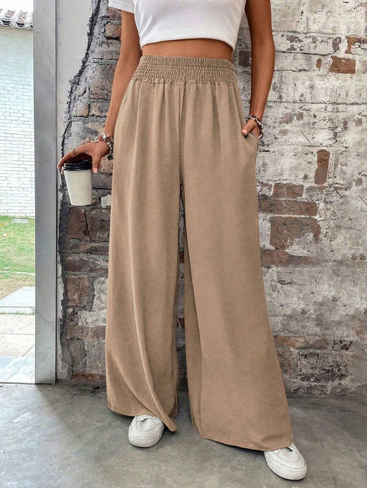 Flirla Pantalones sueltos de verano de unicolor para mujer