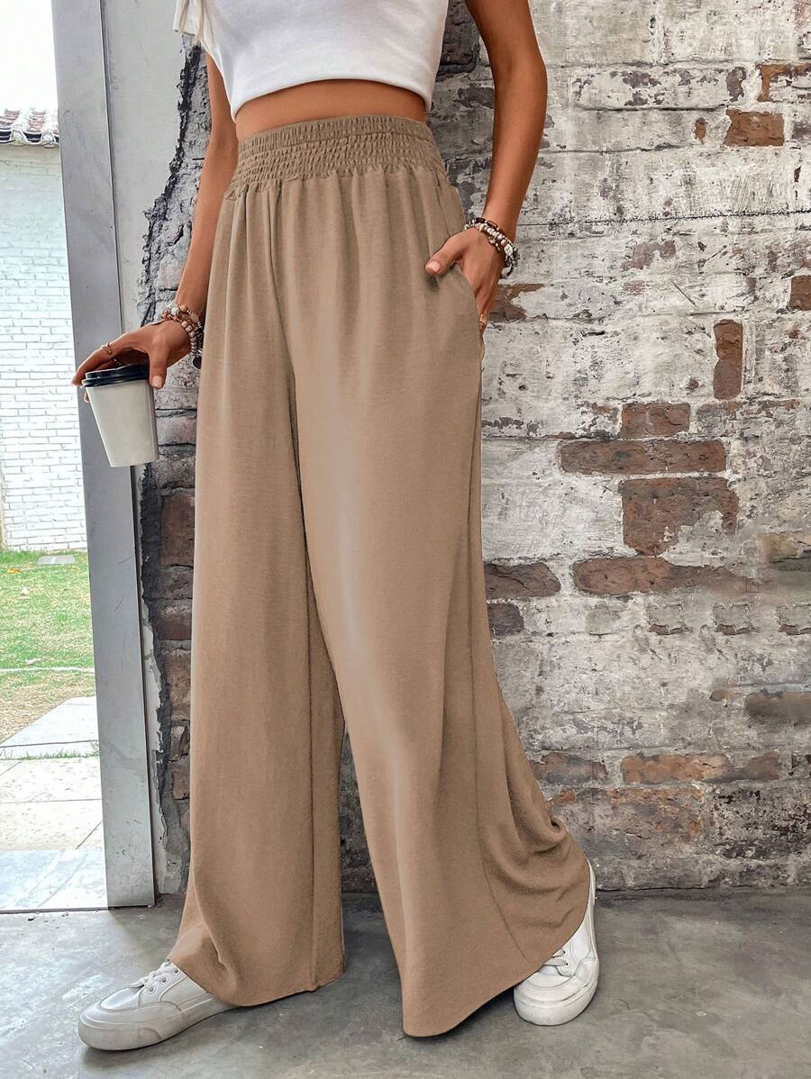 Flirla Pantalones sueltos de verano de unicolor para mujer