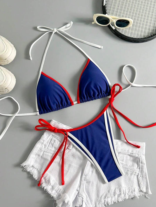 Swim Vcay 2 piezas Traje de baño tipo tankini con empalme para mujer, con estilo universitario favorecedor para baño termal y resort de playa