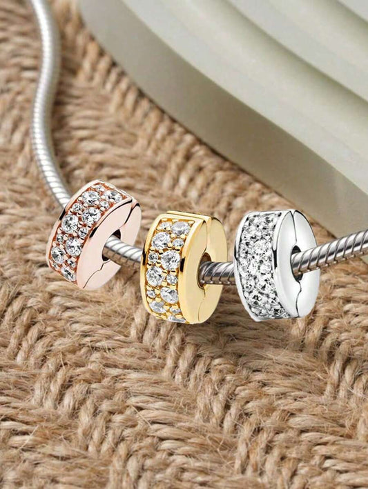 1 Pieza Clip de amuleto de la suerte Tope Posicionador Cuentas Colgante de Bola Apta para Pulseras Europeas y Americanas Joyería de Mujer