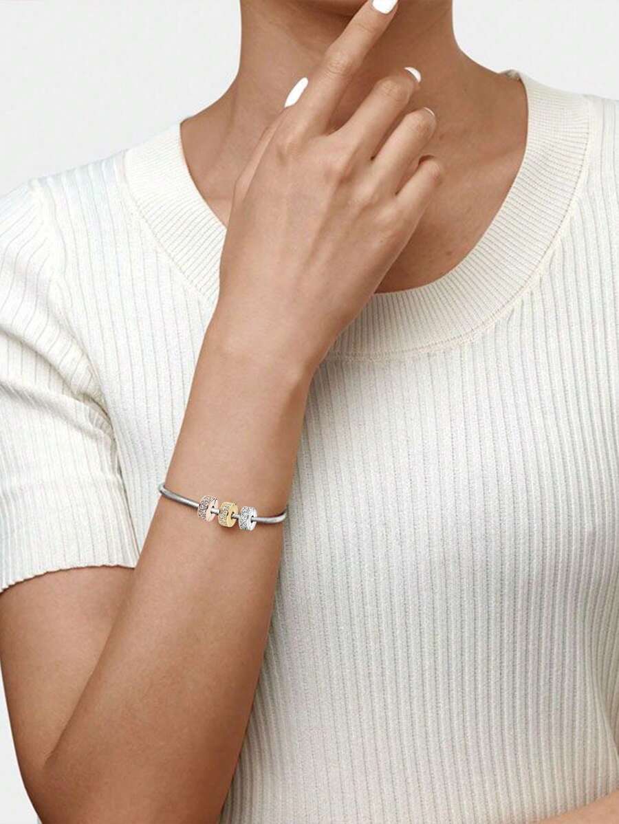1 Pieza Clip de amuleto de la suerte Tope Posicionador Cuentas Colgante de Bola Apta para Pulseras Europeas y Americanas Joyería de Mujer