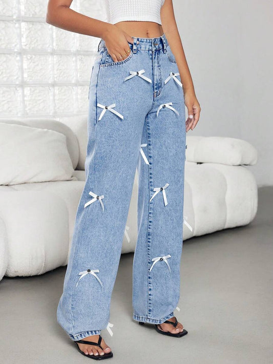 SHEIN ICON Jeans rectos de estilo casual para mujer