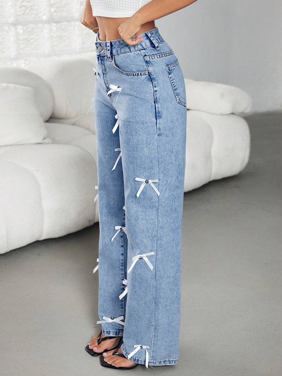 SHEIN ICON Jeans rectos de estilo casual para mujer