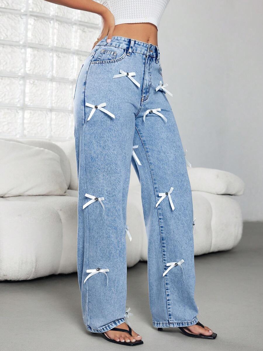 SHEIN ICON Jeans rectos de estilo casual para mujer