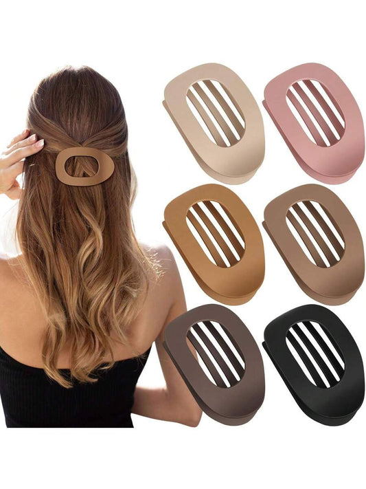 Set de 3 piezas/6 piezas de pasadores de pelo planos y redondos para mujeres, pasadores antideslizantes, accesorios de pelo vintage de diseño curvo y sencillo, pinzas para el cabello, artículos escolares
