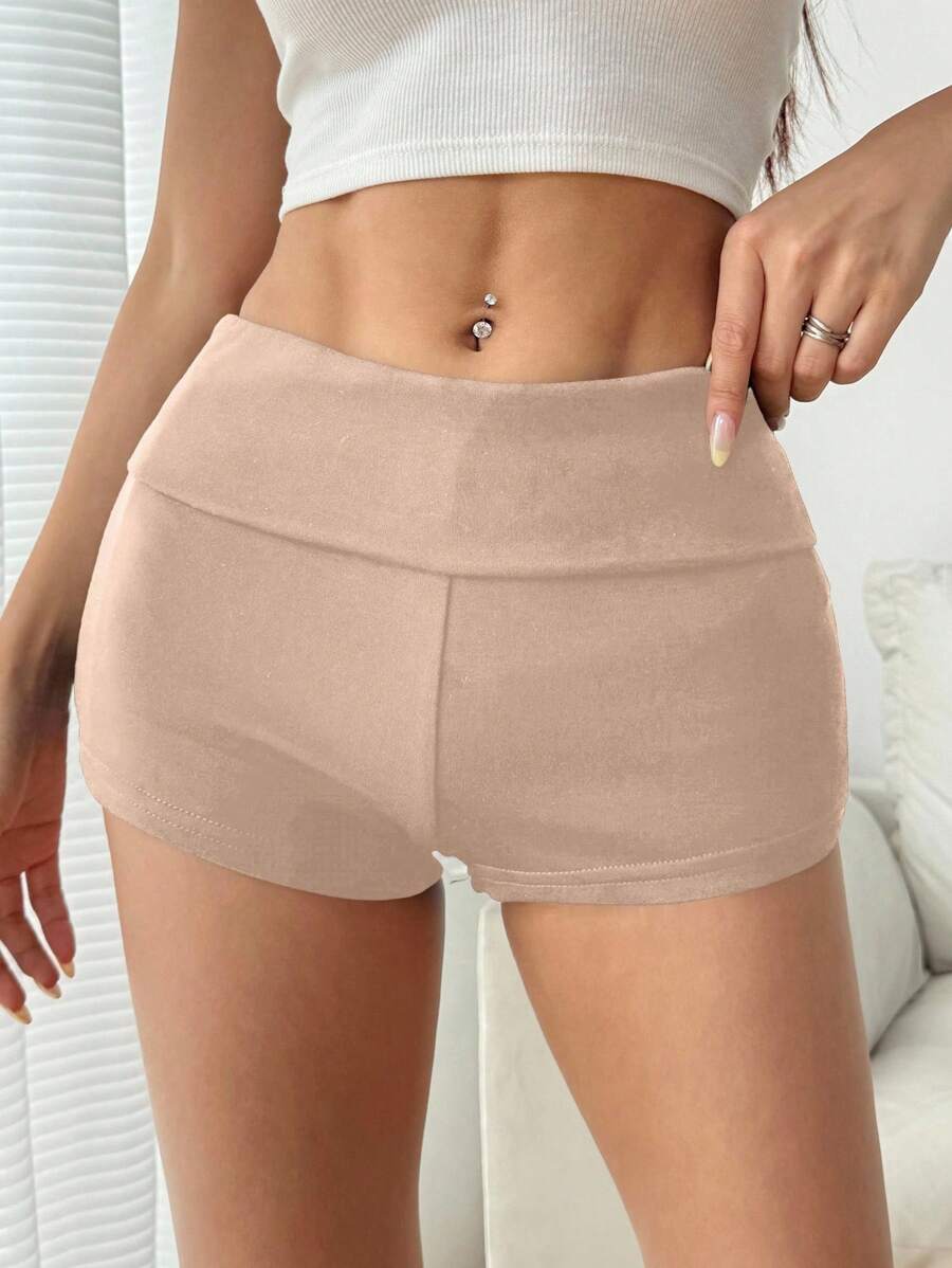 SHEIN EZwear Pantalones cortos caqui casuales y ajustados de mujer con característica antireflejo