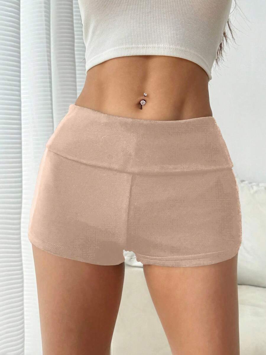 SHEIN EZwear Pantalones cortos caqui casuales y ajustados de mujer con característica antireflejo