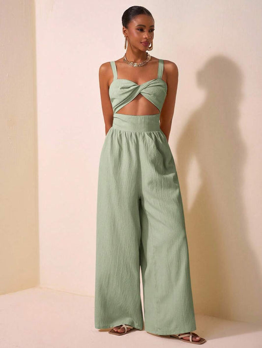 Zivah Pantalones anchos y largos de mujer con textura hueca retorcida de tela de 2025 para la temporada de primavera y verano, ocio y vacaciones, de color caqui, para boda, festival de música, fiesta, calle, playa y vacaciones, estilo bohemio-A