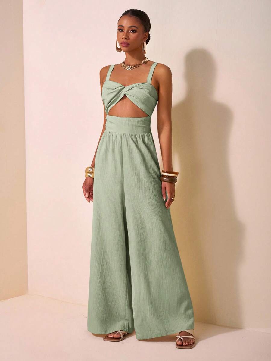 Zivah Pantalones anchos y largos de mujer con textura hueca retorcida de tela de 2025 para la temporada de primavera y verano, ocio y vacaciones, de color caqui, para boda, festival de música, fiesta, calle, playa y vacaciones, estilo bohemio-A