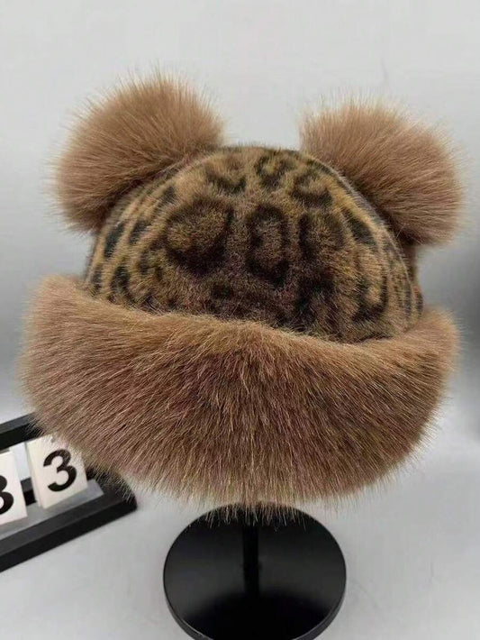 Nuevo sombrero de cubo de peluche, sombrero de cubo de peluche grueso y cálido, sombrero mongol lindo con protección para las orejas, sombrero versátil y de moda personalizado, sombrero casual de animal con ribete de felpa de poliéster, atuendos de otoño/