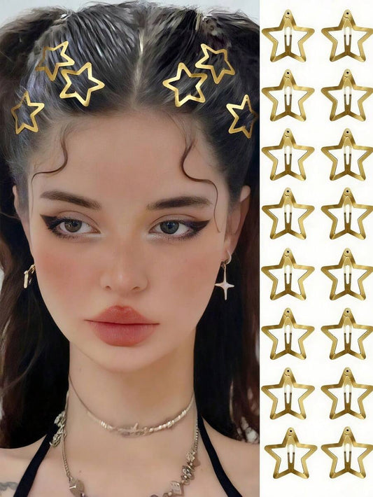 8/20/40 piezas Pinzas para el cabello de mujer con estrellas doradas, accesorios para fiestas, pinzas para el cabello con estrellas de metal dulces y elegantes, set de tocado con estrellas, pinzas para el cabello básicas de moda, adecuadas para uso diario