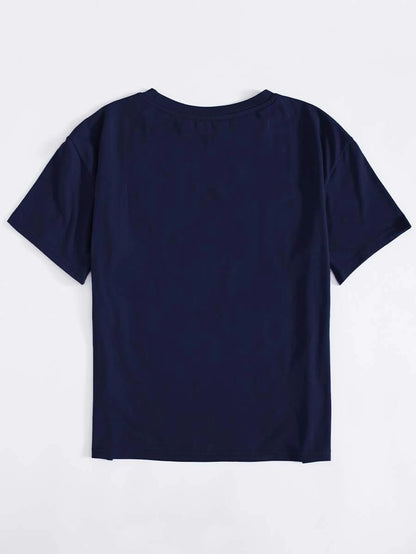 SHEIN EZwear Camiseta con estampa de eslogan "Alma hermosa"