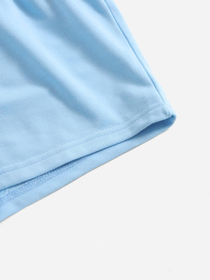 SHEIN EZwear 2 paquetes de pantalones cortos deportivos elásticos de cintura sólida
