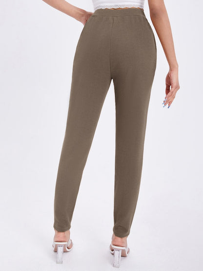 SHEIN Essnce Pantalones pitillo con bolsillos de corte diagonal