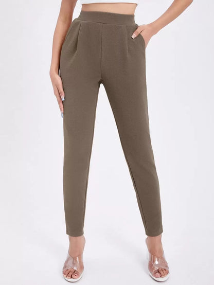 SHEIN Essnce Pantalones pitillo con bolsillos de corte diagonal