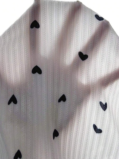 Top de pijama de camisola con lazo en la parte delantera con borde de lechuga y estampado de corazones