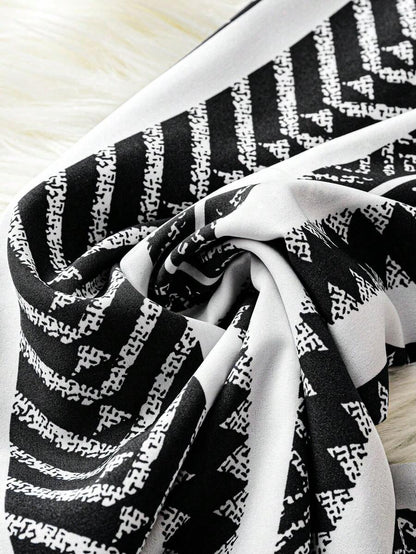 SHEIN LUNE Pantalones anchos de cintura elástica con estampado todo sobre para vacaciones informales