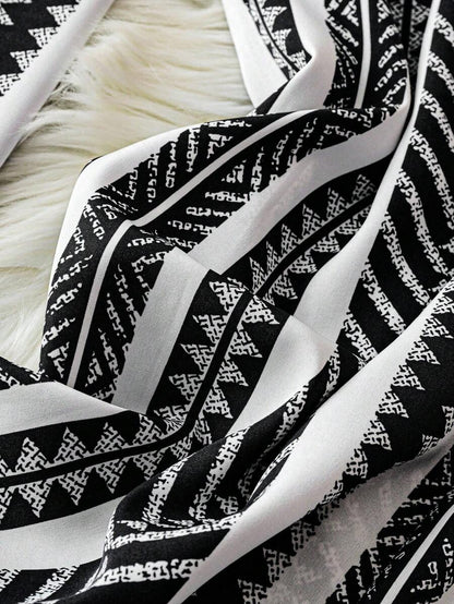 SHEIN LUNE Pantalones anchos de cintura elástica con estampado todo sobre para vacaciones informales