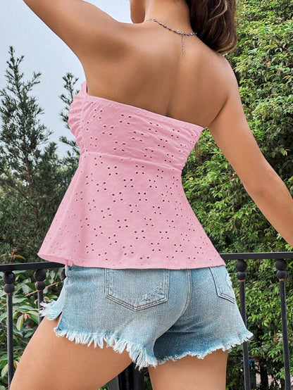 SHEIN EZwear Top sin tirantes de punto jacquard hueco para mujer