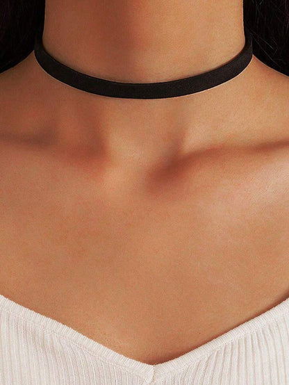 1 pieza Elegante y sexy collar gargantilla negro de una sola capa, minimalista y versátil, adecuado para uso diario y en vacaciones por las señoras