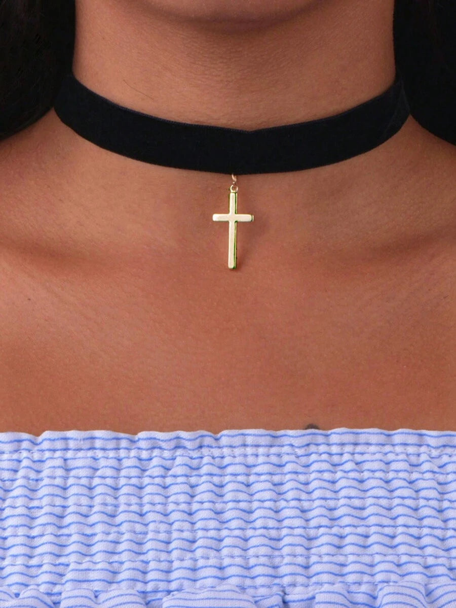 1 pieza Elegante y sexy collar gargantilla negro de una sola capa, minimalista y versátil, adecuado para uso diario y en vacaciones por las señoras