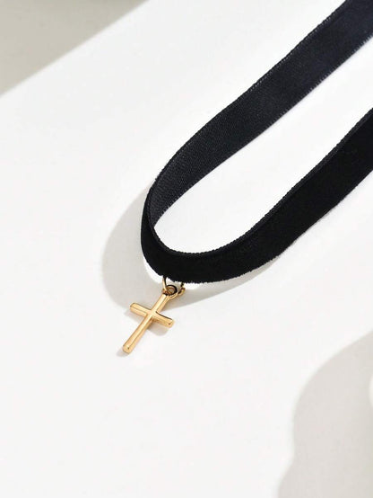 1 pieza Elegante y sexy collar gargantilla negro de una sola capa, minimalista y versátil, adecuado para uso diario y en vacaciones por las señoras