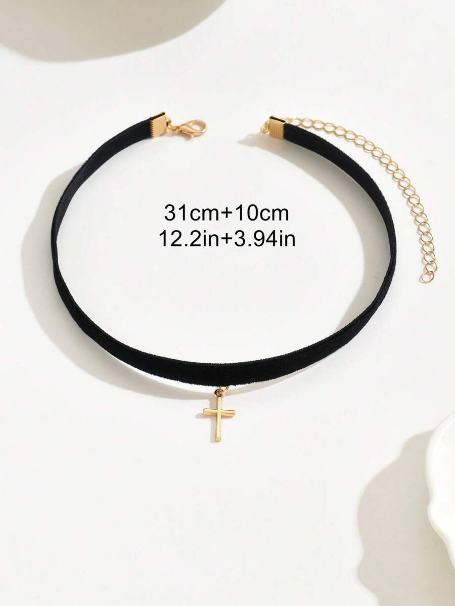 1 pieza Elegante y sexy collar gargantilla negro de una sola capa, minimalista y versátil, adecuado para uso diario y en vacaciones por las señoras