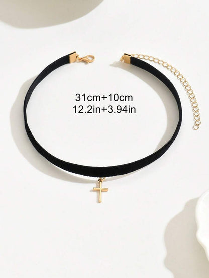 1 pieza Elegante y sexy collar gargantilla negro de una sola capa, minimalista y versátil, adecuado para uso diario y en vacaciones por las señoras