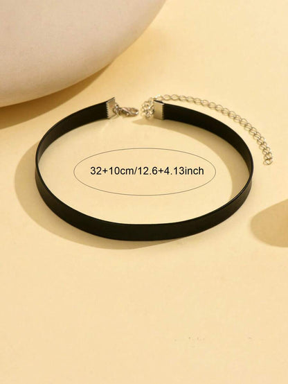 1 pieza Elegante y sexy collar gargantilla negro de una sola capa, minimalista y versátil, adecuado para uso diario y en vacaciones por las señoras