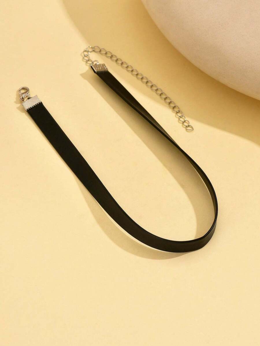 1 pieza Elegante y sexy collar gargantilla negro de una sola capa, minimalista y versátil, adecuado para uso diario y en vacaciones por las señoras