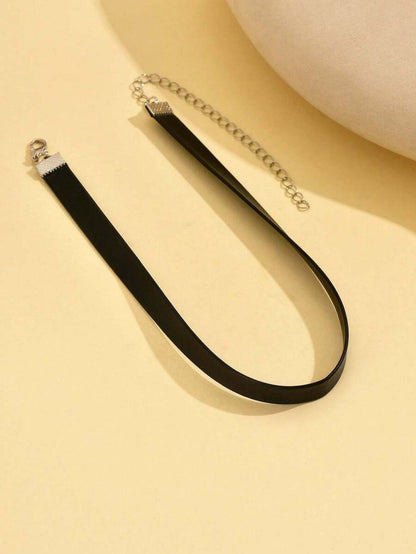 1 pieza Elegante y sexy collar gargantilla negro de una sola capa, minimalista y versátil, adecuado para uso diario y en vacaciones por las señoras