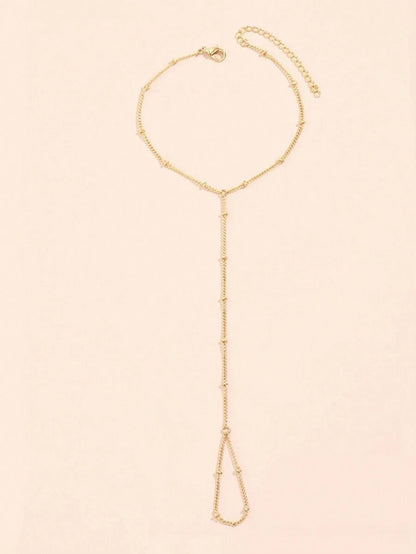 1 pieza Pulsera para nudillos con cadena de metal de labios de moda minimalista