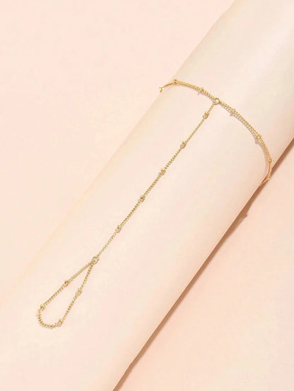 1 pieza Pulsera para nudillos con cadena de metal de labios de moda minimalista