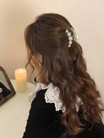 1 pieza Elegante y encantador accesorio de pelo con perla falsa para flequillo lateral y parte posterior de la cabeza, pinzas de verano, pasadores de pelo, pinzas de pelo, pinzas de pelo, pinzas de pelo, accesorios de pelo para mujer para vacaciones